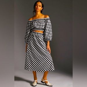 Anthropologie Maeve Gingham Skirt Set XL